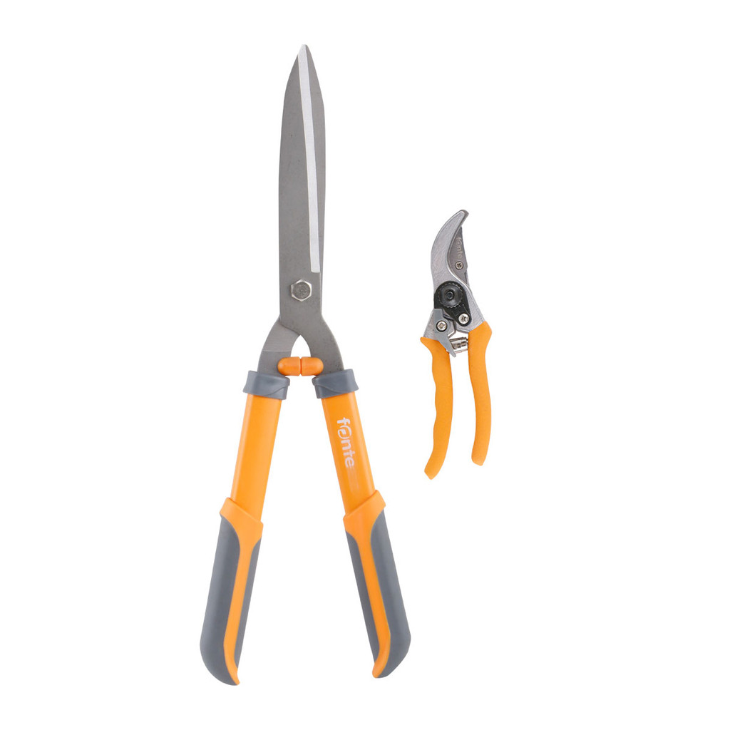 FONTE ชุดกรรไกรตัดกิ่ง 8 นิ้ว พร้อมกรรไกรตัดหญ้า 21 นิ้ว รุ่น S206 (ชุด 2 ชิ้น) สีส้ม - เทา