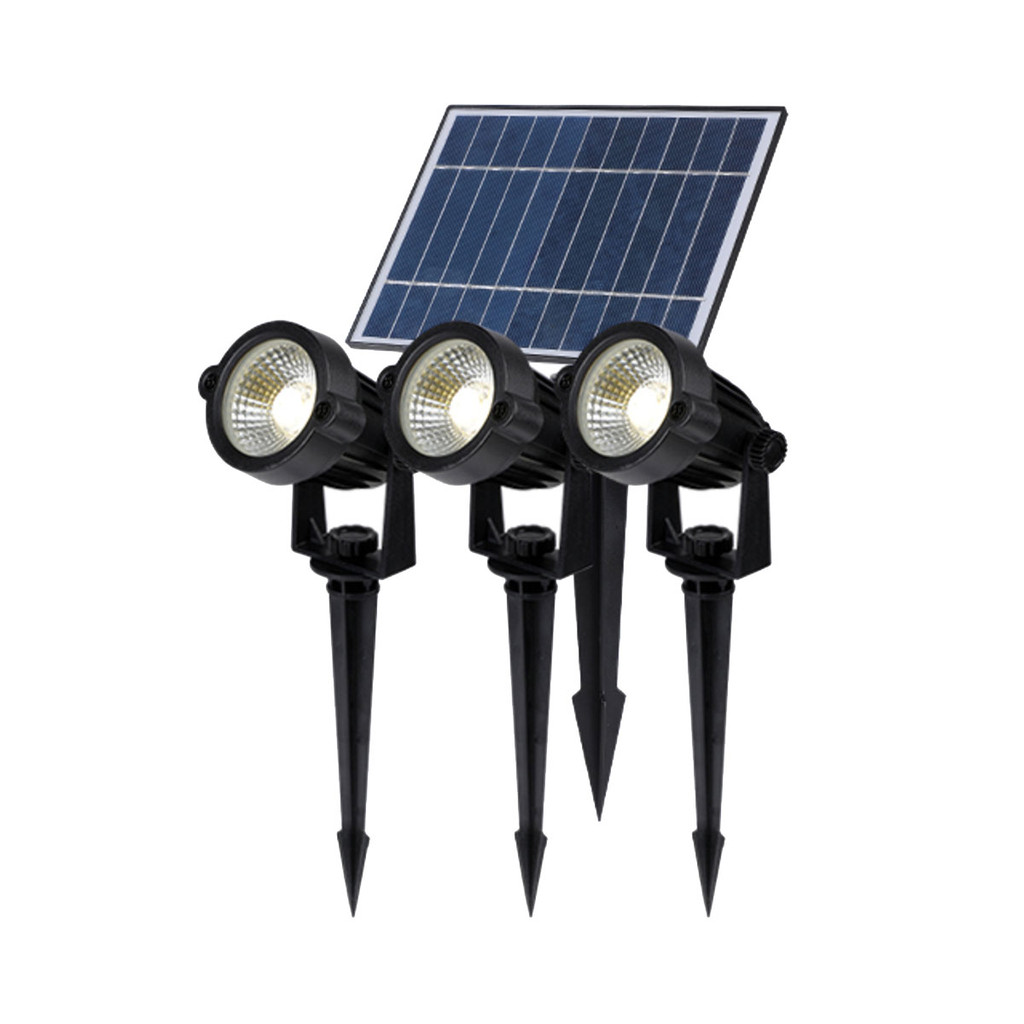 LUZINO โคมไฟสปอตไลท์ปักดินโซลาร์เซลล์ (3+1) 6W Warm White รุ่น TP-CPD-1P3 สีดำ