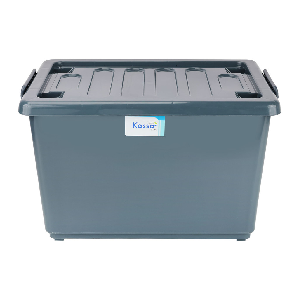 KASSA HOME กล่องอเนกประสงค์พร้อมล้อและฝาล็อก  รุ่น PSM-8107 ขนาด 49 ลิตร สีเทา