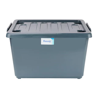 KASSA HOME กล่องอเนกประสงค์พร้อมล้อและฝาล็อก รุ่น PSM-8107 ขนาด 49 ลิตร สีเทา