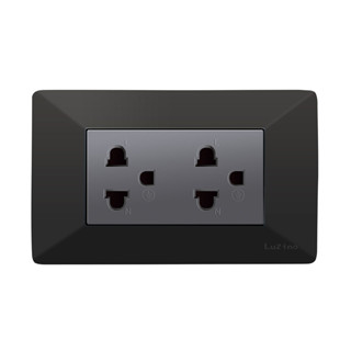 LUZINO ชุดเต้ารับ 2P+E 2 ช่อง รุ่น Matt E15-C42 สีดำ-เงิน