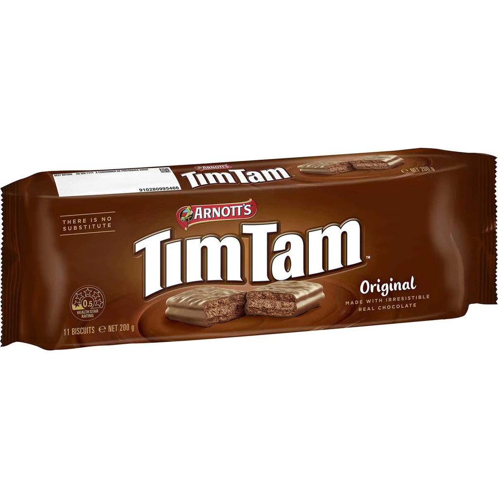 อาร์นอตส์ ทิม แทม บิสกิตช็อกโกแลต 200กรัม Arnott'S Tim Tam Original Chocolate Biscuits 200G