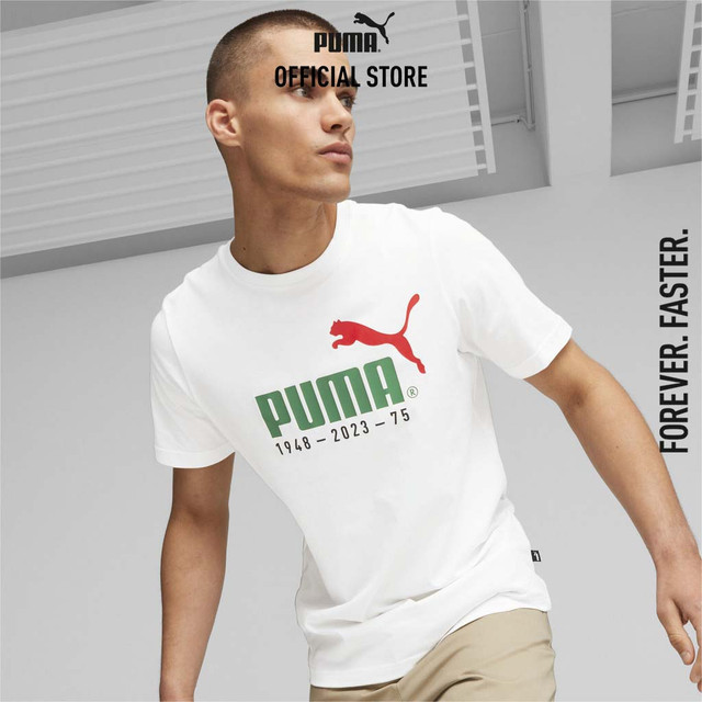 PUMA BASICS - เสื้อยืดผู้ชาย No. 1 Logo Celebration สีขาว - 67602002