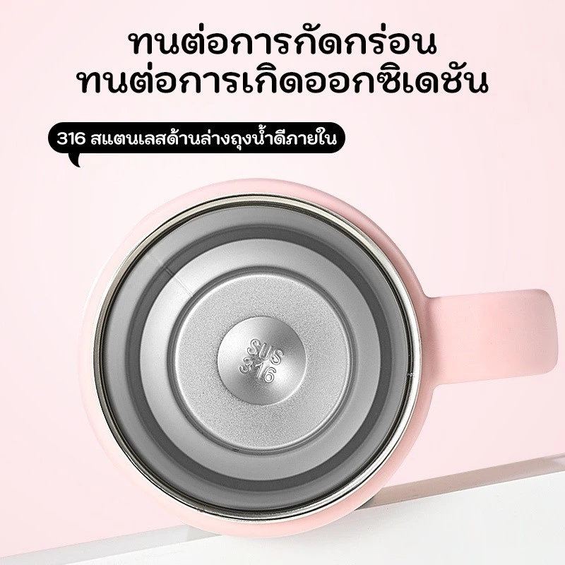GIANXI แก้วเก็บความเย็น 1000ml สแตนเลส 316L ลายการ์ตูน มีด้ามและฟาง กันน้ำไม่รั่ว ใช้ในรถยนต์/สำนักงาน ส่งฟรี thumbnail 3