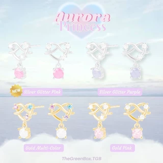 ต่างหู Aurora Princess ต่างหู Pretzel ทรงหัวใจพร้อมเพชรห้อย - The Green Box