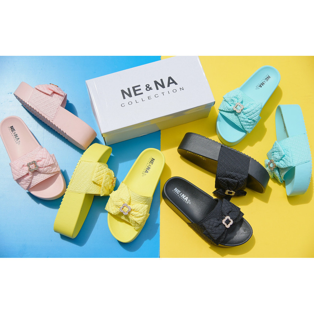 รองเท้าเเฟชั่นผู้หญิงเเบบเเตะสวมส้นตัน No. 4635  NE&NA Collection Shoes