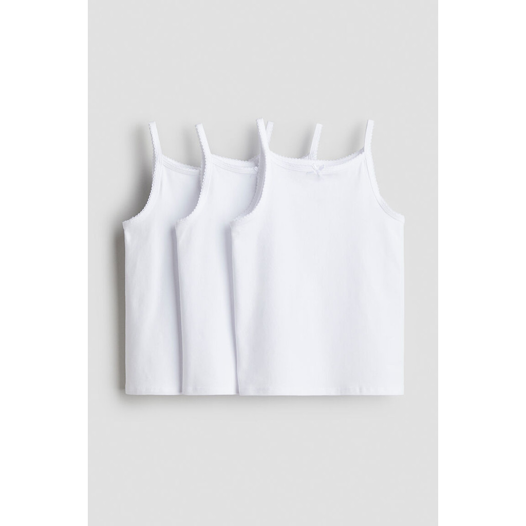 H&M(เอชแอนด์เอ็ม) เสื้อกล้ามผ้ายืดแพ็ก 3 ตัว Girls 3-pack jersey vest tops 0464695_12