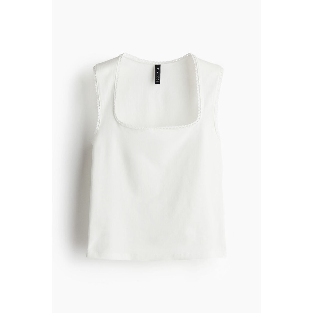 H&M(เอชแอนด์เอ็ม) เสื้อกล้ามแขนกุดตกแต่งด้วยปักลูกไม้แบบ Picot ผู้หญิง 1259458_1 - รูปที่ 4