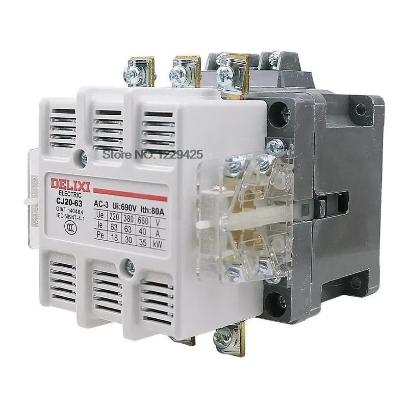<0>คอนแทคเตอร์ AC DELIXI CJ20 CJ20-63 CJ20-100 CJ20-63 เฟสเดียว 220V เฟสสาม 380V CJ20 63A 100A