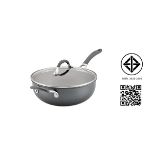 CIRCULON A1-SERIES เครื่องครัวอลูมิเนียมเคลือบผิวลื่น - หม้อด้าม ขนาด 26 ซม./4.25 ลิตร พร้อมฝาแก้ว (81828-T)