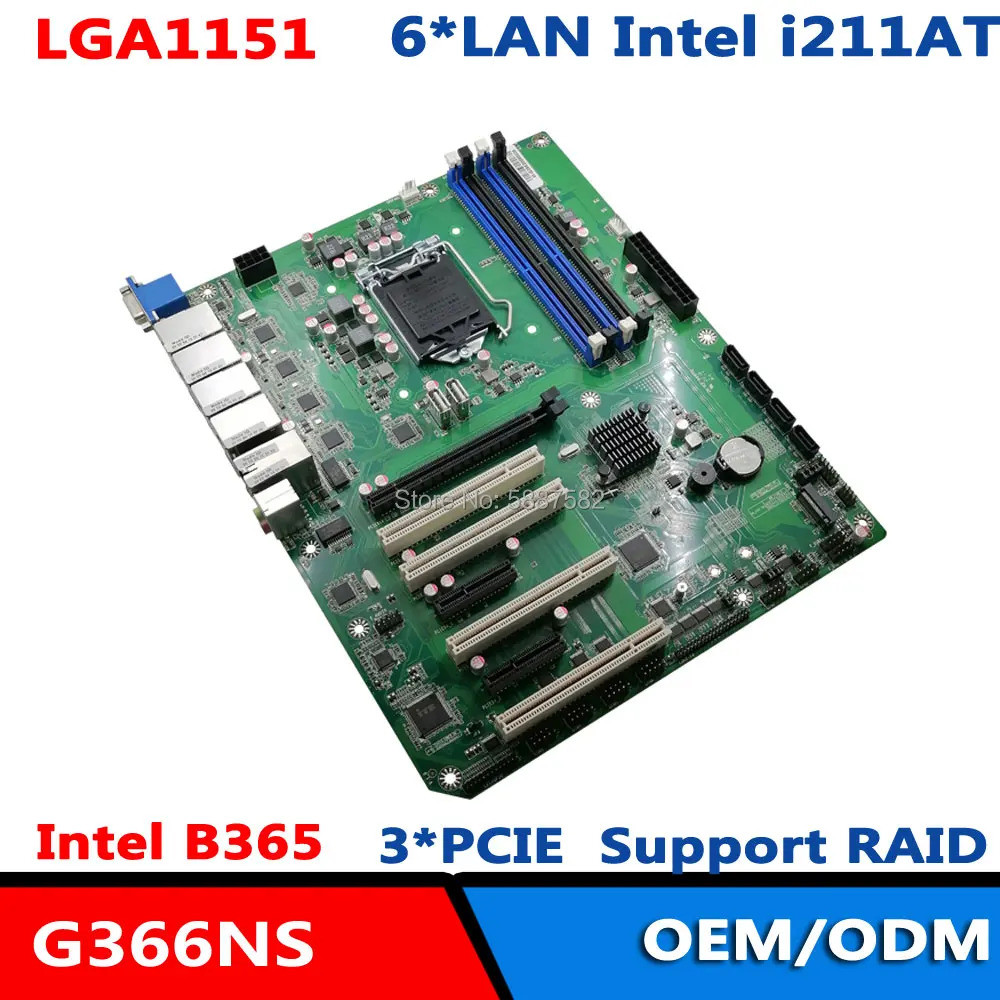 เมนบอร์ดเซิร์ฟเวอร์ Intel B365 LGA1151 ATX รองรับ RAID PCIE 10 6LAN 8/9th Gen i3/i5/i7