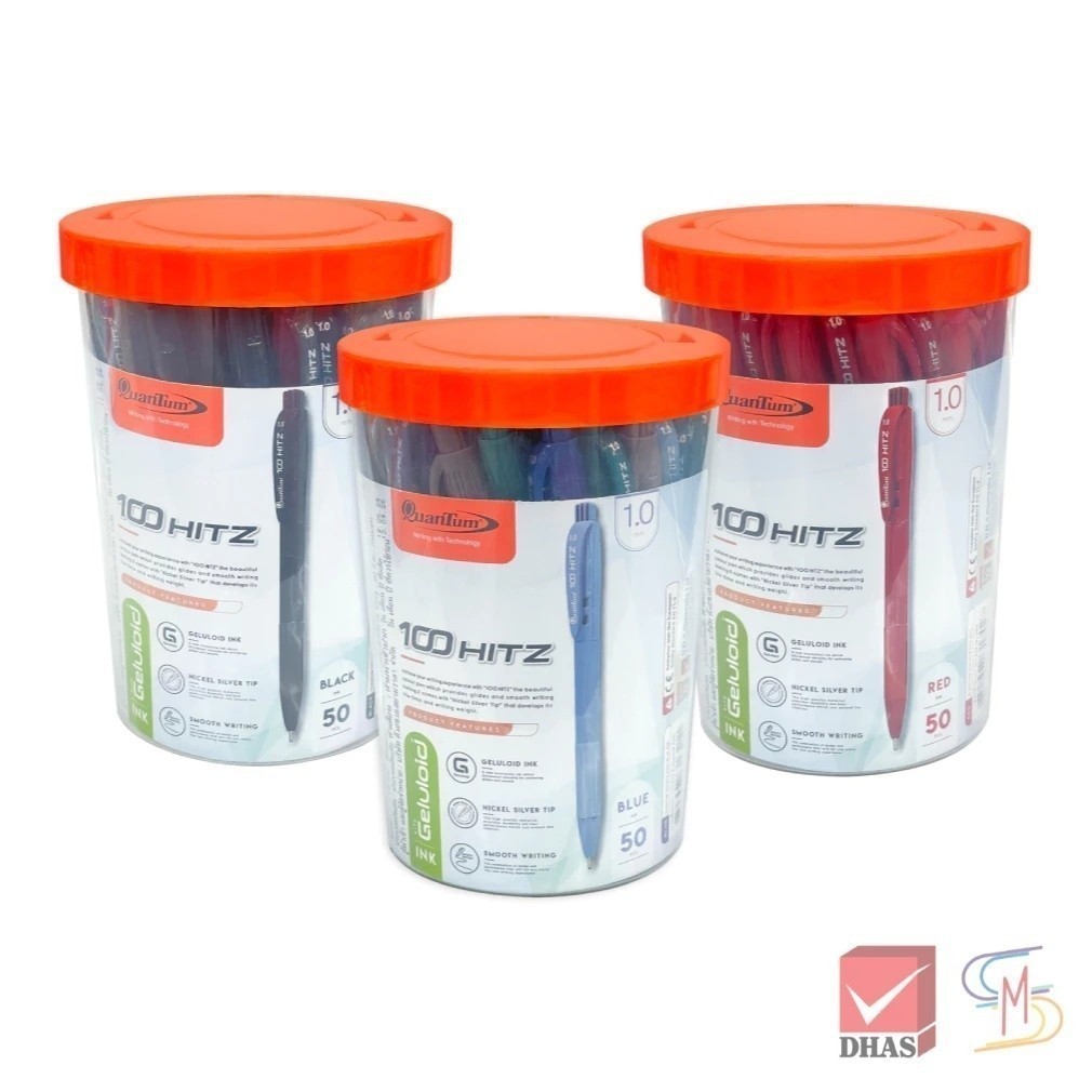 Quantum ควันตั้ม ปากกา ปากกาน้ำเงิน ปากกาโหล ปากกาลูกลื่น 100 Hitz 1.0 จำนวน 50 ด้าม