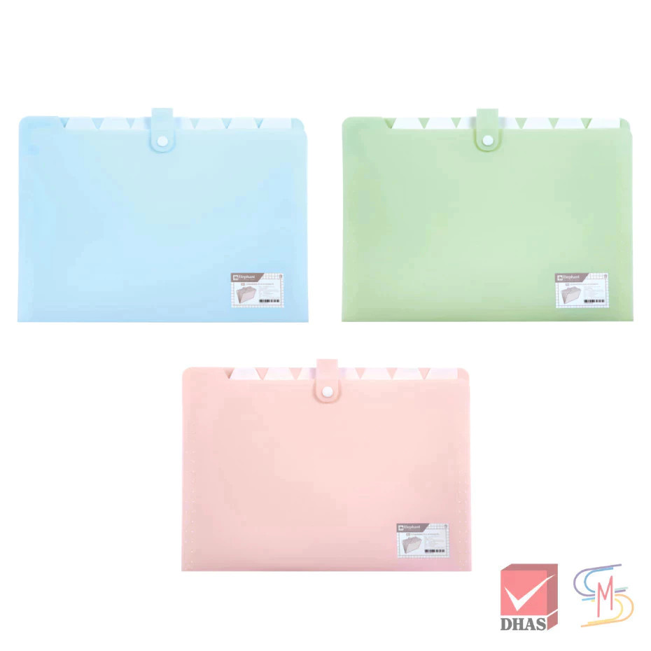 Elephant ตราช้าง แฟ้มกระเป๋า แฟ้มกระดุม 1 เม็ด 8 ช่อง EF08 A4 (1 ชิ้น)