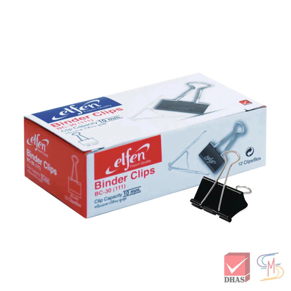 Elfen เอลเฟ่น คลิปหนีบกระดาษ คลิปดำ No.111 25 มม. (1 กล่อง)