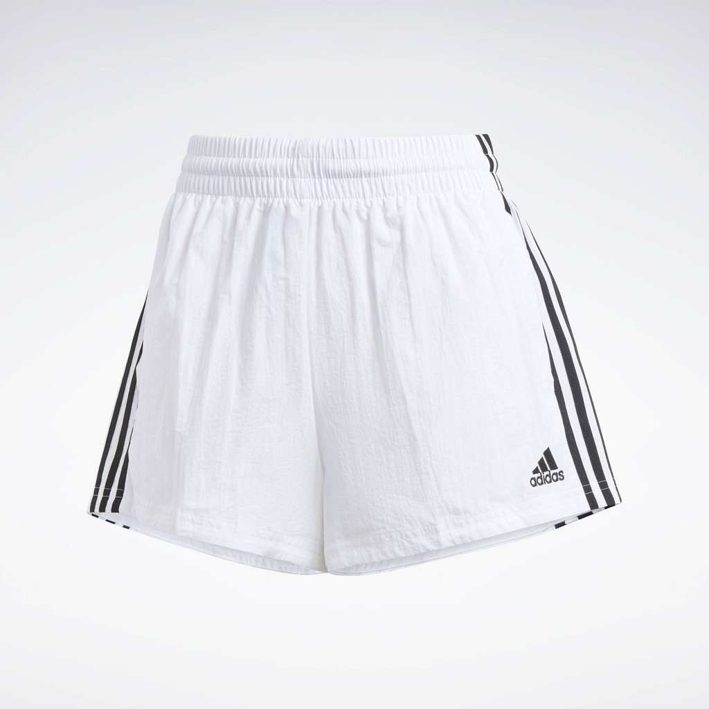adidas ไลฟ์สไตล์ กางเกงขาสั้นผ้าทอ Essentials 3-Stripes ผู้หญิง สีขาว HA7154