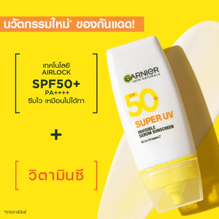 [ลดจุกๆ!เพียงชิ้นละ230.-ในไลฟ์] การ์นิเย่ ซูเปอร์ ยูวี-อินวิซิเบิ้ล เซรั่ม SPF50+/ PA++++ 30มล.x2 Garnier Sunscreen กันแ
