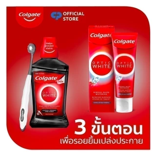[มี 3 แพ็คให้เลือก] ยาสีฟันคอลเกต อ๊อพติค ไวท์ เอ็กซ์โฟลิเอตติ้ง มิเนรัล 100ก. Optic White Exfoliating Mineral 100g.