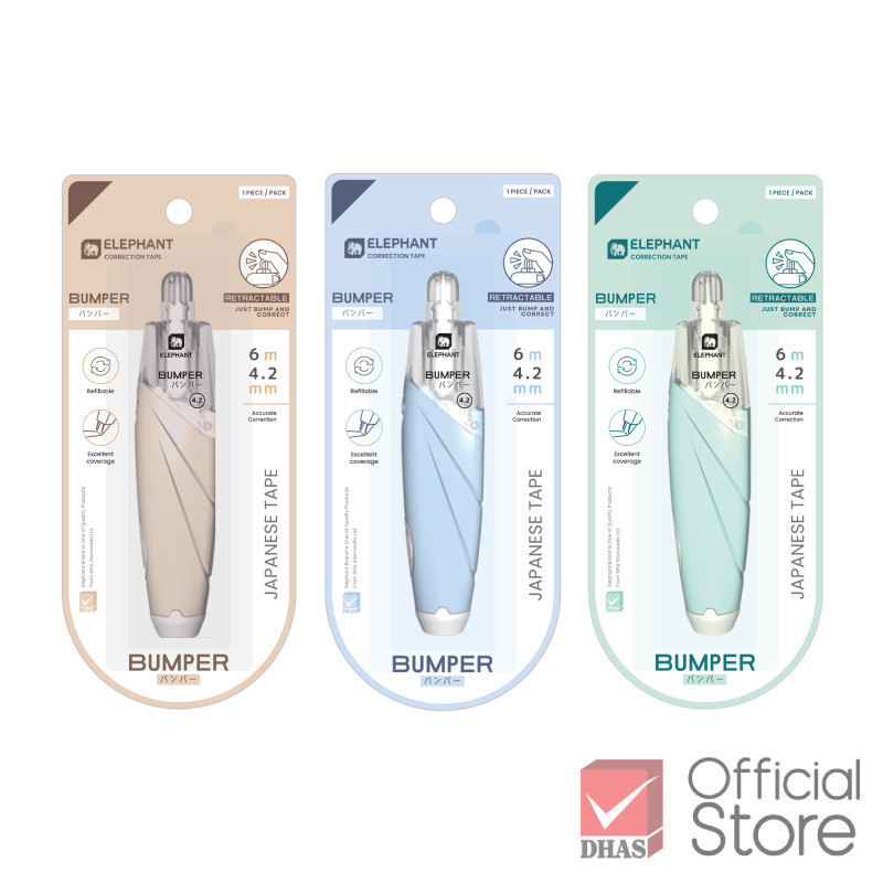 Elephant เทปลบ เทปลบคำผิด รุ่น บัมเปอร์ คละสี จำนวน 1 ชิ้น
