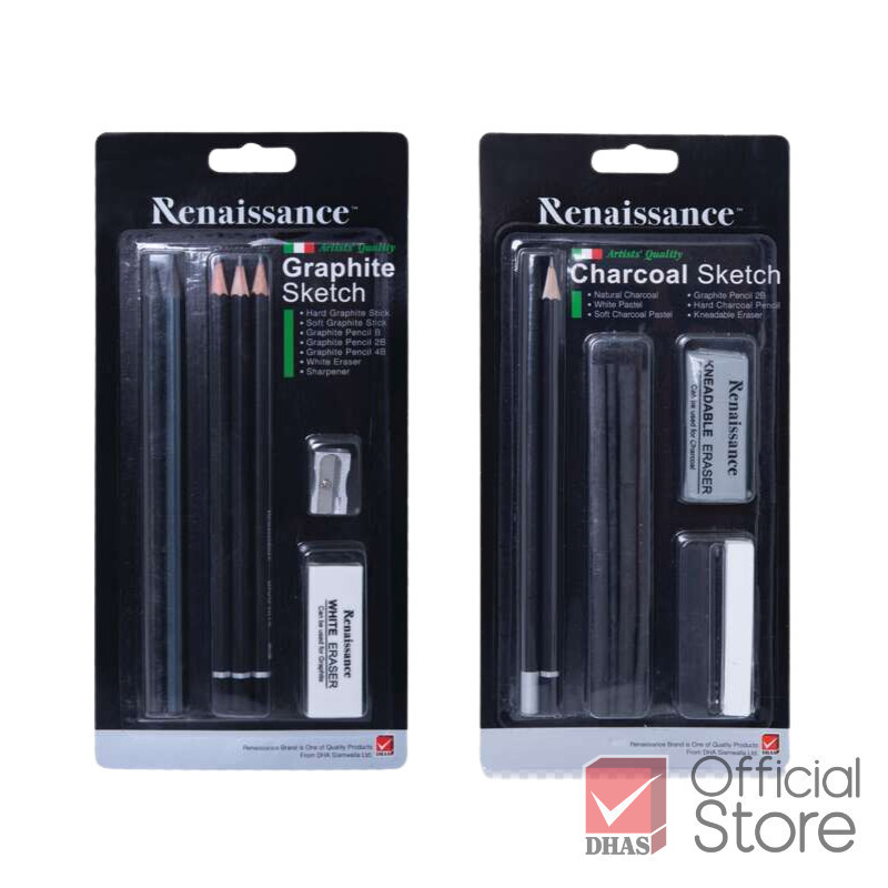 Renaissance ดินสอวาดเขียน ชุดเซ็ทดินสอกราไฟซ์ และ ชุดเซ็ทชาร์โคล จำนวน 1 ชุด