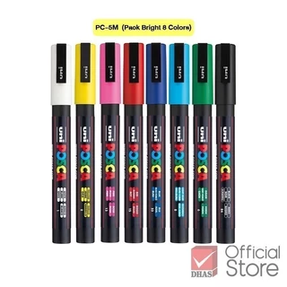 Uni ปากกา ปากกามาร์คเกอร์ Posca PC-3M 8 สี จำนวน 1 เซต