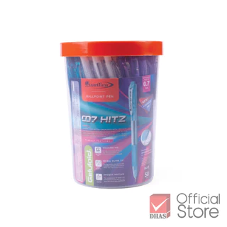 Quantum ปากกาลูกลื่น รุ่น 007 Hitz 0.7 มม. หมึกน้ำเงิน (Low Viscosity) - กระปุก 50 ด้าม