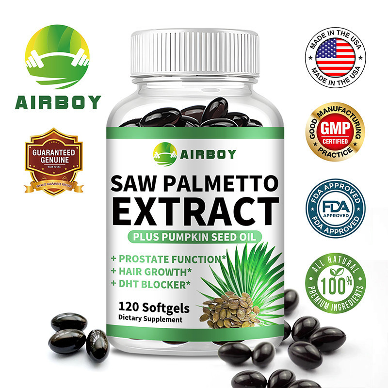 Premium Saw Palmetto & Pumpkin Seed Oil Softgel Capsules รองรับสุขภาพต่อมลูกหมากและปัสสาวะ Rich in Omega-6 & Omega-9 อาหารเสริมสมุนไพรธรรมชาติ