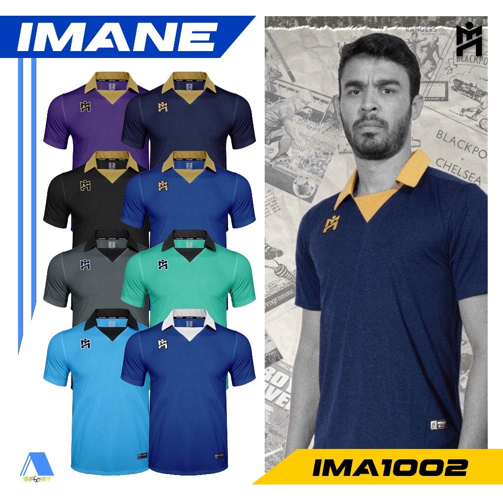 [[ส่งฟรี!! มีเงินคืน]] IMANE เสื้อกีฬาคอปกแนววินเทจ รหัส IMA1002 ชุดที่ 2 แท้100%