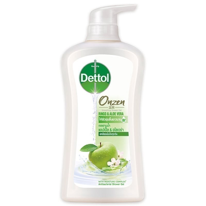 DETTOL เดทตอลจลอาบน้ำออนเซ็นสมูทติ้งริงโกะแอนด์อโลเวร่า 450มล. [8850360032119]