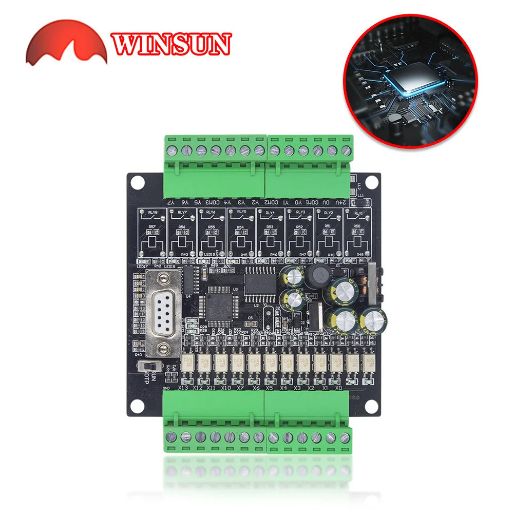 บอร์ดควบคุมประสิทธิภาพสูง FX1N-14MT -20MT -30MT กำลังไฟ DC24V พร้อมเคสและฐาน
