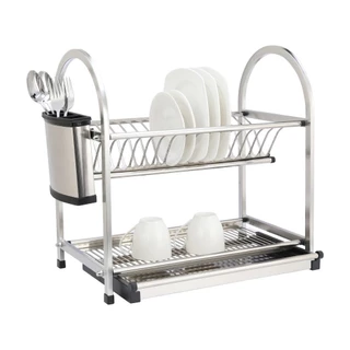 INDEX LIVING MALL ที่คว่ำจาน 2 ชั้น รุ่นแอ๊บบาส 45 x 26.5 x 45 ซม. - สีเงิน
