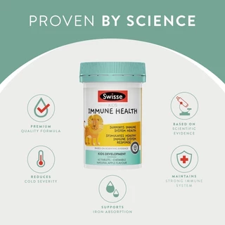Swisse Kids Immune Health วิตามินเสริมภูมิคุ้มกัน สำหรับเด็ก 60 เม็ด แบบเคี้ยว (EXP:08 2027)
