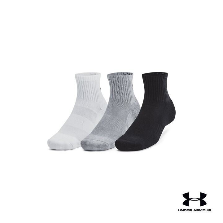 Under Armour ถุงเท้าหุ้มข้อ UA Training Cotton ยูนิเซ็กส์ แพ็ก 3 คู่