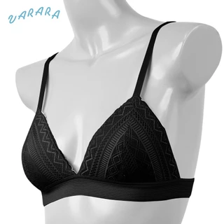 Varara เสื้อชั้นในไร้โครง LV1101 ของแท้ เสริมฟองน้ำ Pu เต้ารูปทรงสามเหลี่ยม ตกแต่งด้วย ลูกไม้ลายกราฟฟิก