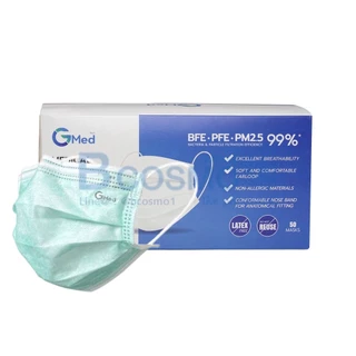 หน้ากากอนามัยทางการแพทย์ 3 ชั้น Gmed Mask บรรจุ 50 ชิ้นต่อกล่อง มาตรฐาน ASTM F2100