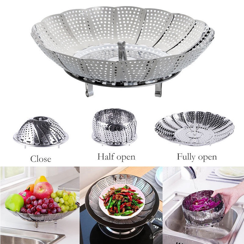 มีถาดชนิดหนึ่งเป็นสแตนเลสพับได้ มี 3 ขนาด Mom's Super Shop