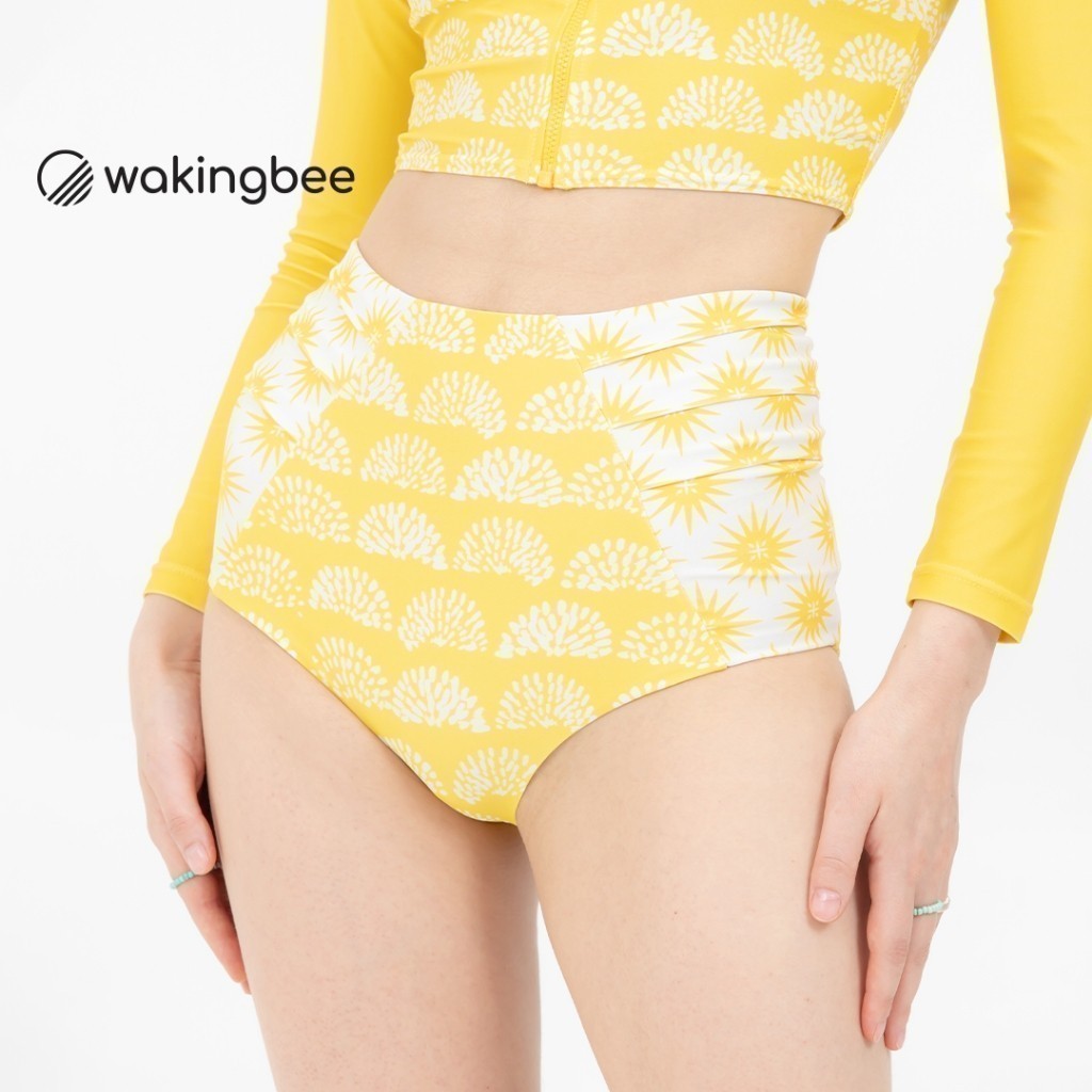 Wakingbee Maya Bikini (Sun) กางเกงว่ายน้ำ บิกินี่ เอวสูงพรางหุ่น เว้าต่ำ ไม่โป๊ ผ้ากันยูวี แห้งไว ยืดหยุ่นดี