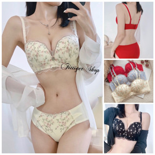 ชุดชั้นในลูกไม้ บราไร้โครง สวมใส่สบาย สวยงามเซ็กซี่ ปักลายลู…