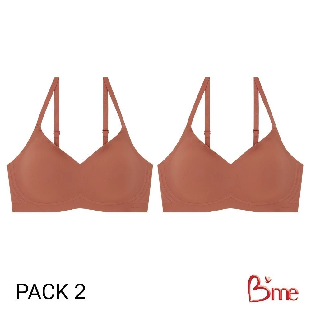 B'me เสื้อชั้นในไร้ขอบ level 4 ฟองจัดเต็ม รุ่น ME1A2E (แพ็ก 2ตัว) สีน้ำตาล สีนู้ด สีชมพู