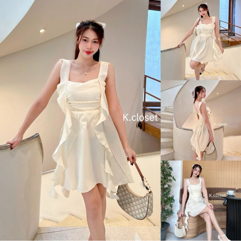 Harmony Dress เดรสคอหัวใจทรงสวยหรูดูแพง เดรสออกงาน มินิเดรสแขนระบาย - รูปที่ 5
