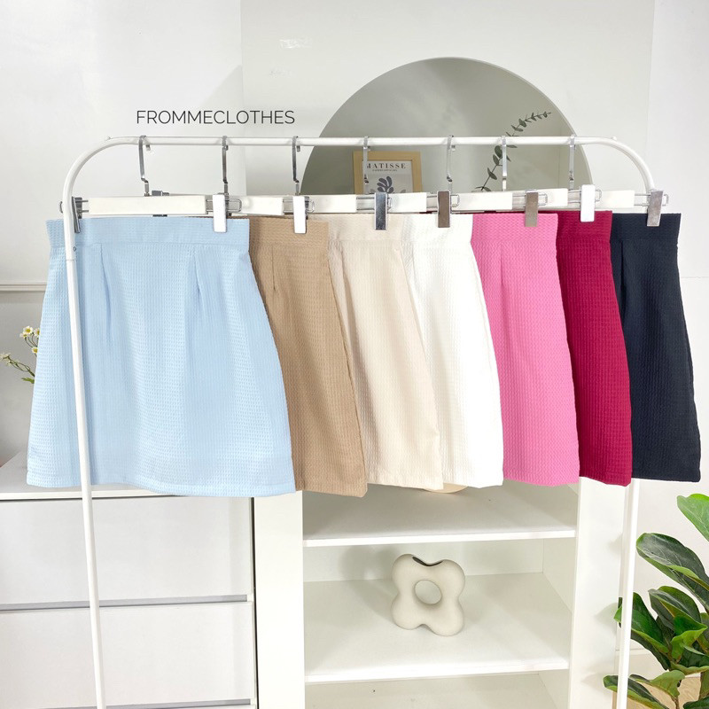 Frommeclothes🌷กระโปรงทรงเอผ้าลายวาฟเฟิล(XS-5XL)