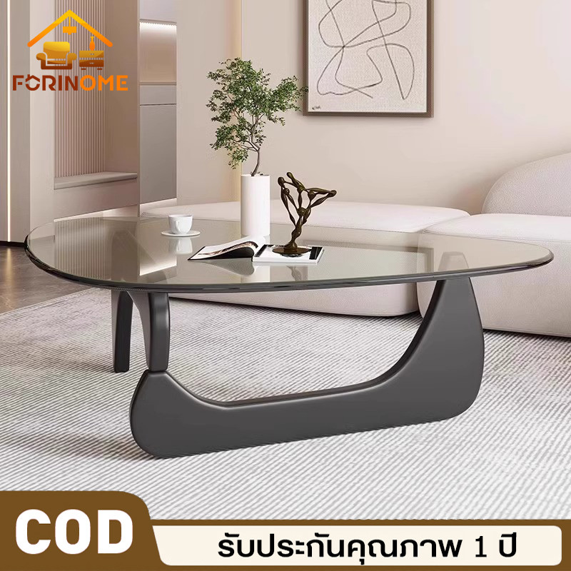 🔥พร้อมส่ง🔥โต๊ะกลาง ความหนา 8 มม coffee table โต๊ะกลางโซฟา กระจกนิรภัย ขาโต๊ะไม้โอ๊ค แข็งแรงและทนทาน ติดตั้งง่าย A