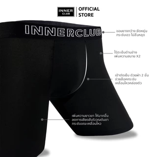 INNERCLUB บ๊อกเซอร์ชาย รุ่นAir Active Plus กระชับต้นขา ไม่เข้าวิน แพค 6 ตัว สีดำล้วน กางเกงในชาย Boxer