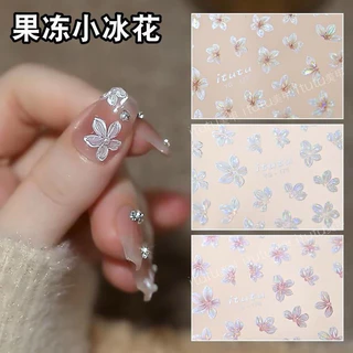 สติกเกอร์ติดเล็บ รูปดอกชบา 3D สินค้าพร้อมส่งในไทย แผ่นละ 9 บาท