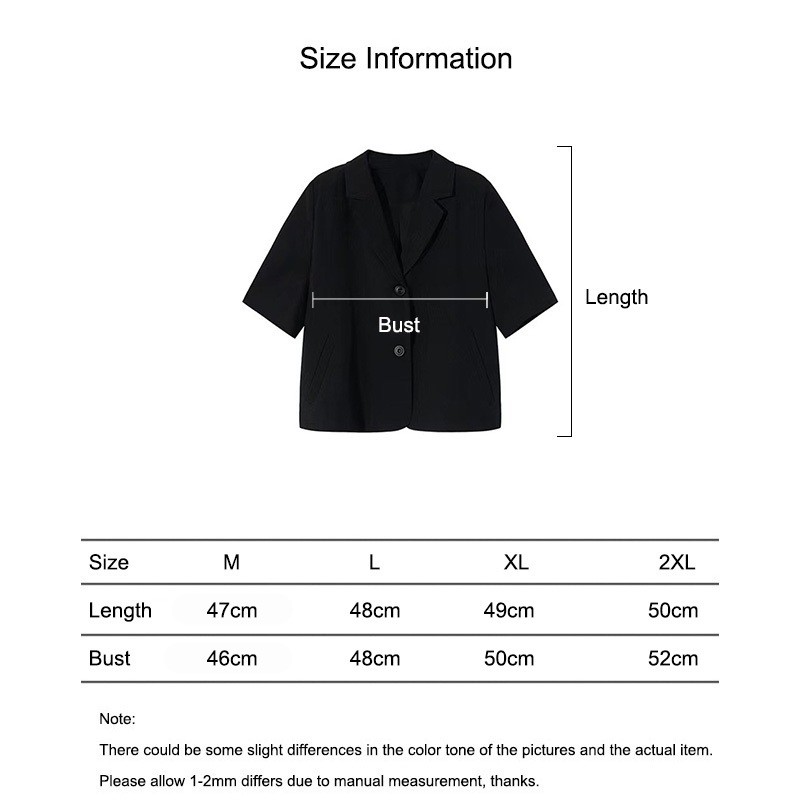 เสื้อเบลเซอร์สำหรับผู้หญิงครอปท็อปสำนักงานแฟชั่นอย่างเป็นทางการแขนสั้นคาร์ดิแกนแจ็คเก็ตธรรมดา - รูปที่ 2