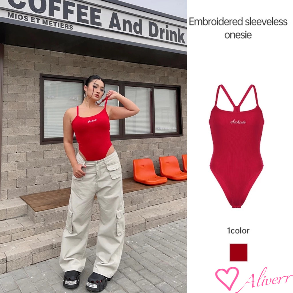 ❤️จัดส่งจากประเทศไทย❤️ จั๊มสูทขายาวปักตัวอักษรสไตล์สาวสตรีทสุดฮอตสำหรับผู้หญิง เสื้อเว้าหลังทรงเพรียวสีตัดกัน004 LIVE