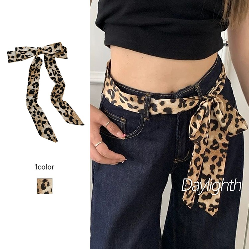 Retro Leopard พิมพ์เข็มขัดผู้หญิงอเนกประสงค์ INS เข็มขัดสไตล์อเมริกันสไตล์สาวร้อนผ้าพันคอ DL