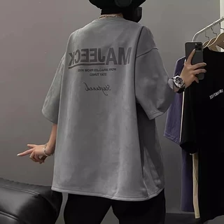 TLHGQ เสื้อยืดคอกลม แขนสั้น หนังกลับ ลําลอง สไตล์เรโทร อเมริกัน สตรีท อินเทรนด์ เหมาะกับฤดูร้อน สําหรับผู้ชาย