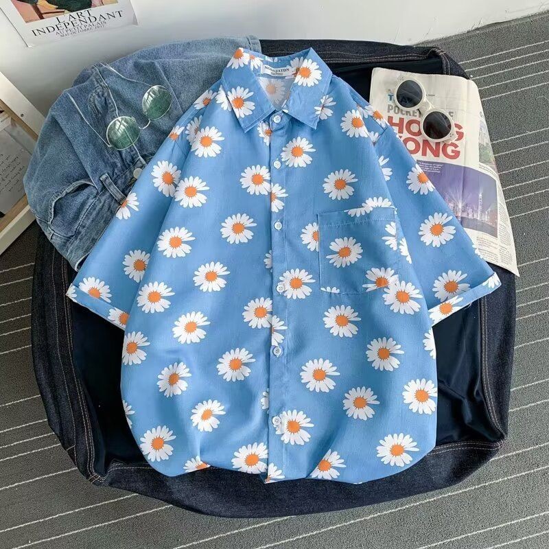 เสื้อเชิ้ตลายดอกไม้ แขนสั้น ชายและหญิง เสื้อคู่ thumbnail 8
