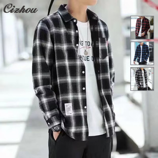 เสื้อลายสก๊อตแขนยาวหนุ่มอินเทรนด์พร้อมรายละเอียดออกแบบเฉพาะ