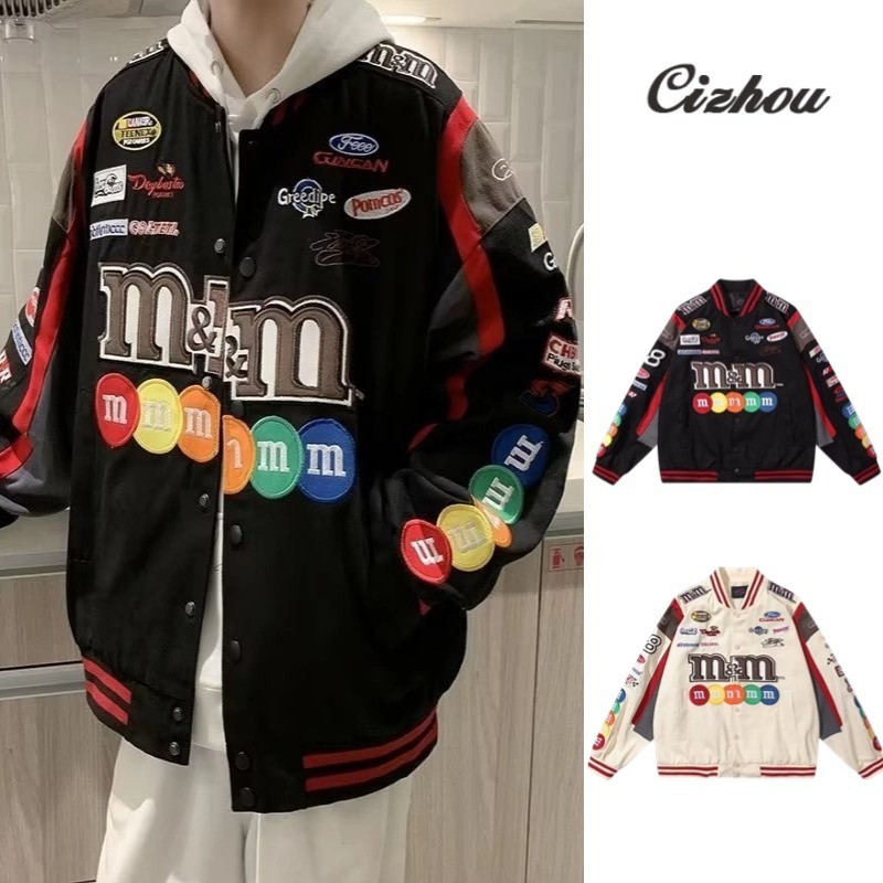 Cizhou แจ็คเก็ตสั้น แขนยาว,ตัวอักษรกระดุมแถวเดียวเสื้อคู่